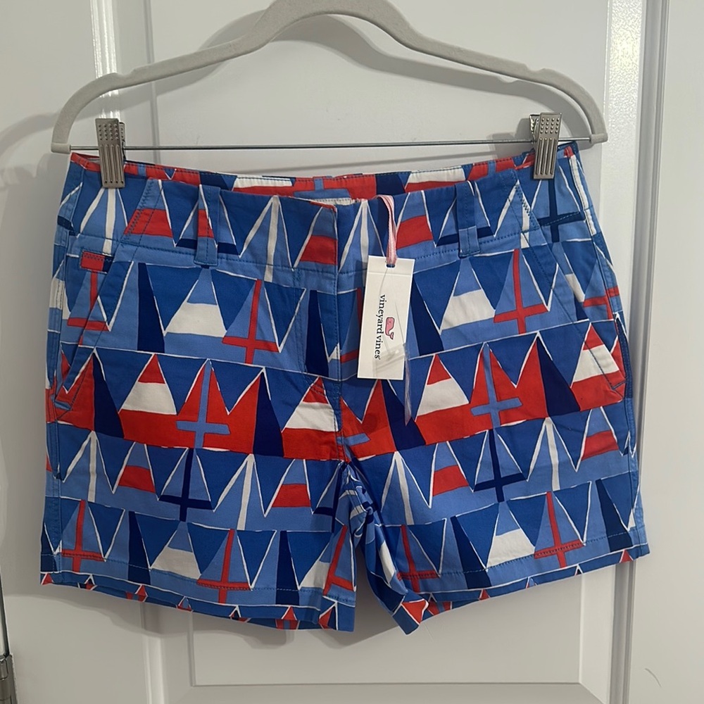 NWT! Vineyard Vines Red and Blue Bermuda Shorts with Sail Pattern